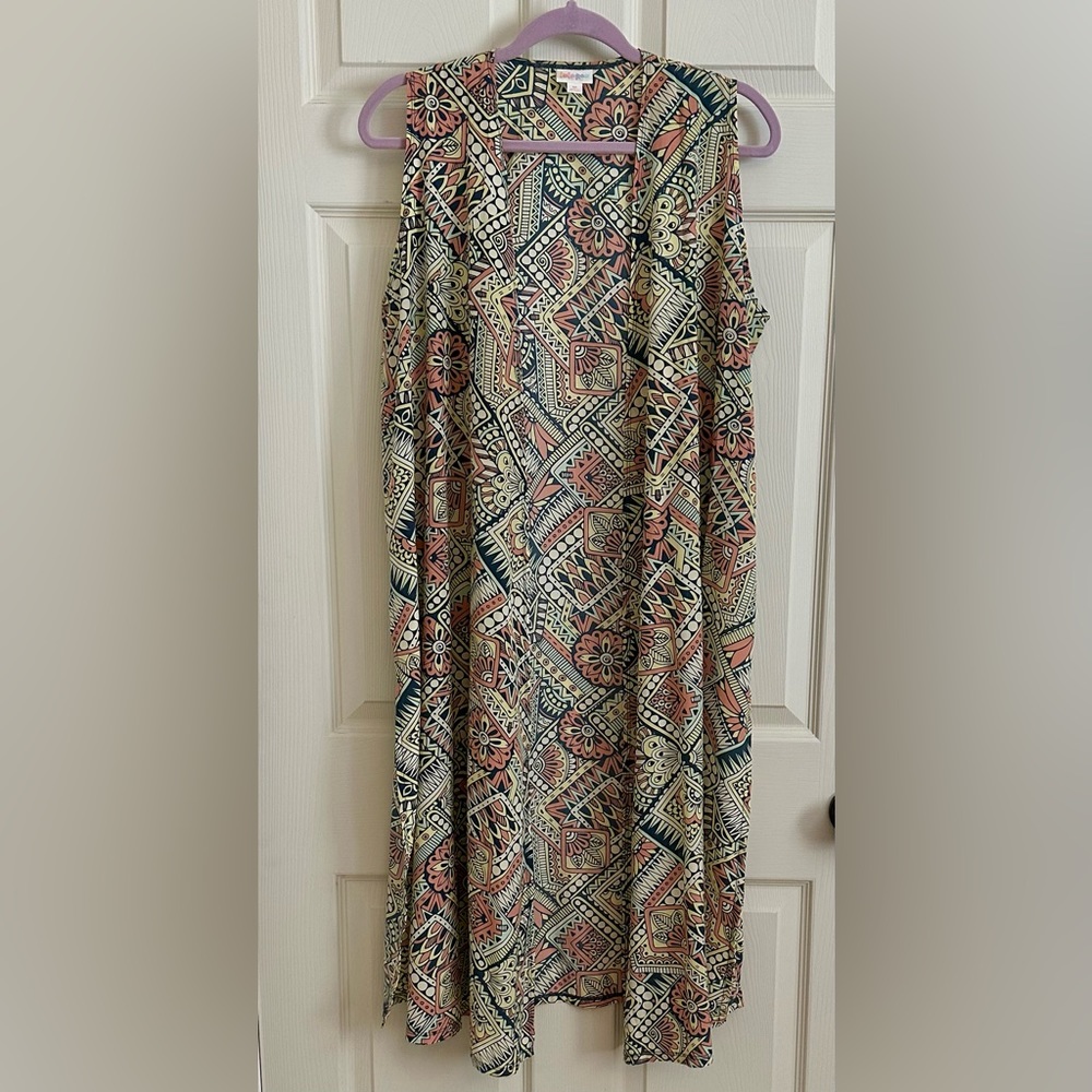 LulaRoe JOY vest multicolor print M Medium NWOT